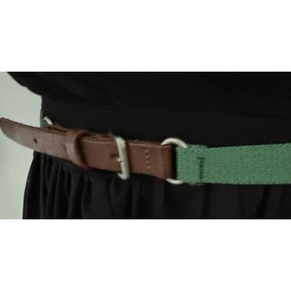 Ann Taylor Loft Green Skinny Stretch Belt w/Brown Leather Tabs, Sz: S, 47-52 - Picture 8 of 12